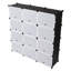 Armoire à chaussures 3 rangées à 7 niveaux et 21 grilles avec portes blanc cassé et motif noir