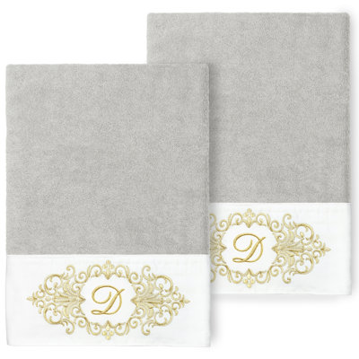 Linum Home Textiles 100% Turkish Cotton MONICA 2PC Embellished Bath Towel Set