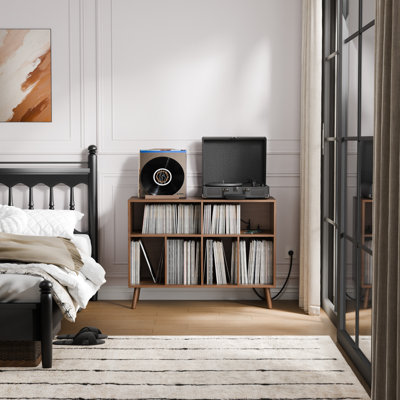 Le support pour tourne-disque Jhamal avec station de charge peut contenir jusqu'à 300 albums pour le bureau de la chambre à coucher
