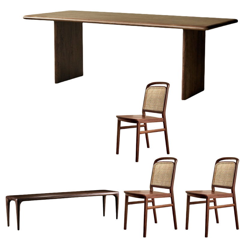Ensemble de table de salle à manger Walnut, H 29,5 po x L 78,7 po x l 35,4 po