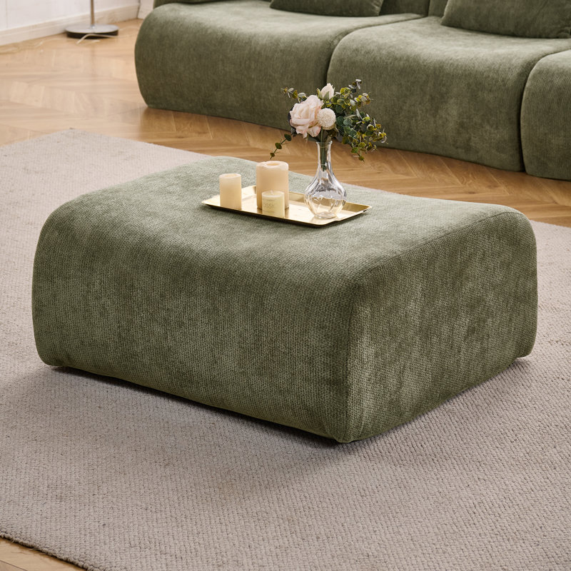 35.5"  Upholstered Modular Compression Ottoman, Gray