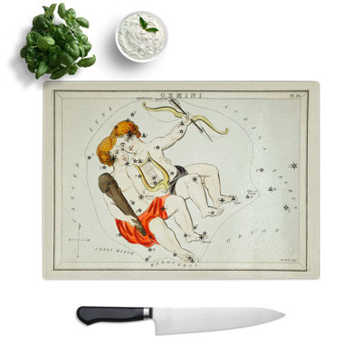 Tempered Glass Astronomical Zodiac Chart of the Gemini Chopping Board