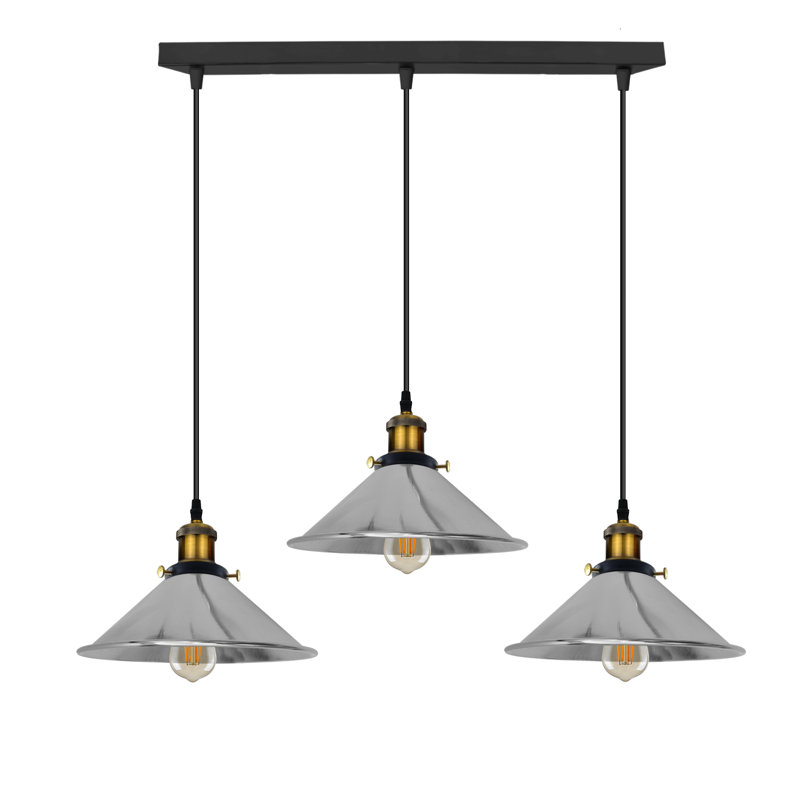 Latshaw 3-Light Kitchen Island Cone Pendant, Chrome