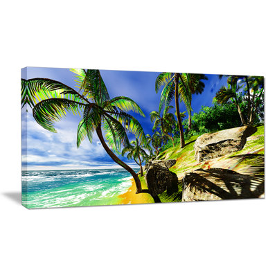 Palms in Hawaii Island Beach - reproduction de photo sur toile tendue