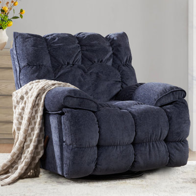 Adyen 43.5"W Oversize Upholstered Recliner, 360° Swievel, 30° Rocking