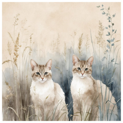 Two Cats In Grass Wall Tapestry - Cats Wall Decor