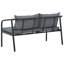 Canapé d'extérieur, coussins en polyester gris foncé noir, aluminium 48 po