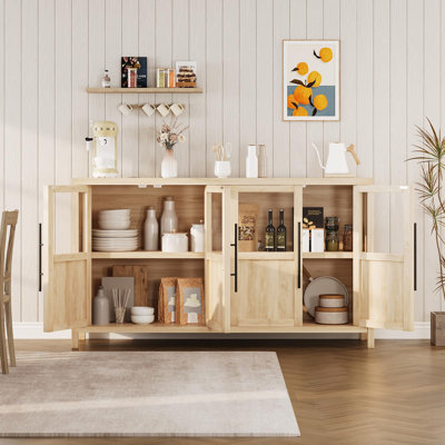 Buffet 55 "avec 4 portes en verre et beaucoup de rangement pour la salle à manger et la cuisine