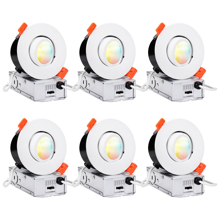 3 Inch LED Gimbal Recessed Light with J-Box, 5CCT 10-100% Dimmable, 35W Eqv.