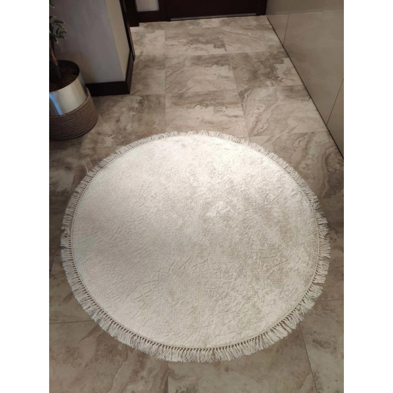 Tapis Lao avec envers antidérapant, Rond 3 pi 11 po x 3 pi 11 po