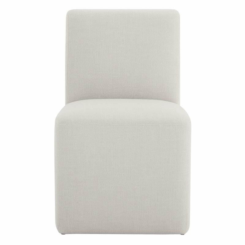 Bralan Polyester Blend Upholstered Back Dining Chair with Casters (Set of 4), Linen