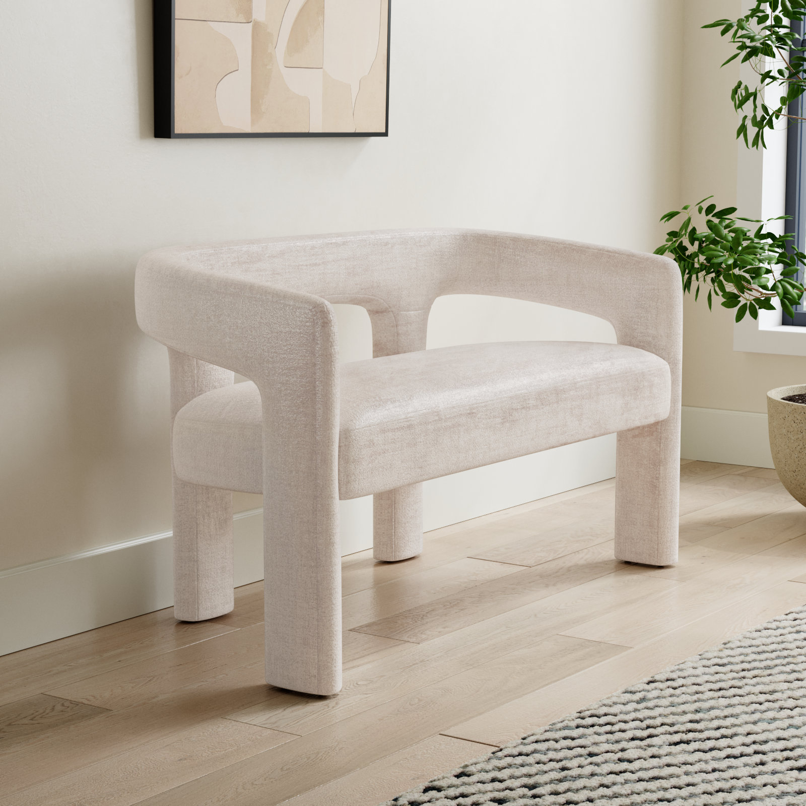 Anouchka Bench, Gwen Natural Beige Microsuede