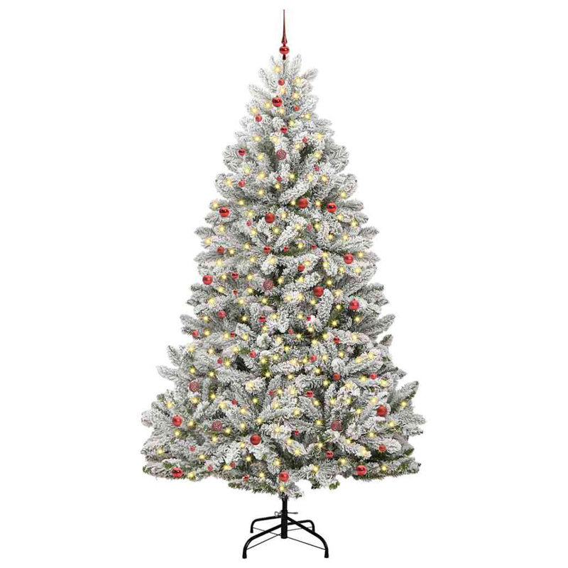 Artificial Christmas Tree Green and White PVC and Metal, 9.84 ft