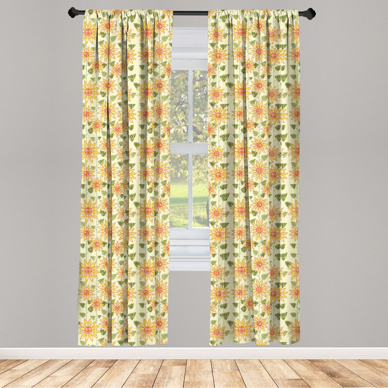 Sunflower Semi-Sheer Rod Pocket Curtain Panels, 28" x 84"
