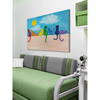 Rainbow Cats II Print on Wrapped Canvas