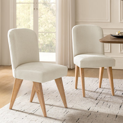 Julian Jeremias Modern Upholstered Dining Chairs with Solid Wood Legs Set of 2