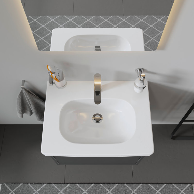 Duravit D-Code Ceramic 26" Wall Mount Bathroom Sink with Overflow