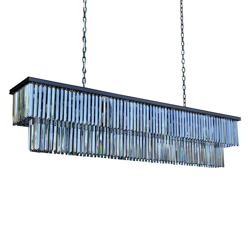 Lustre en cristal transparent 24 pouces D’angelo, Cristaux noirs fumés