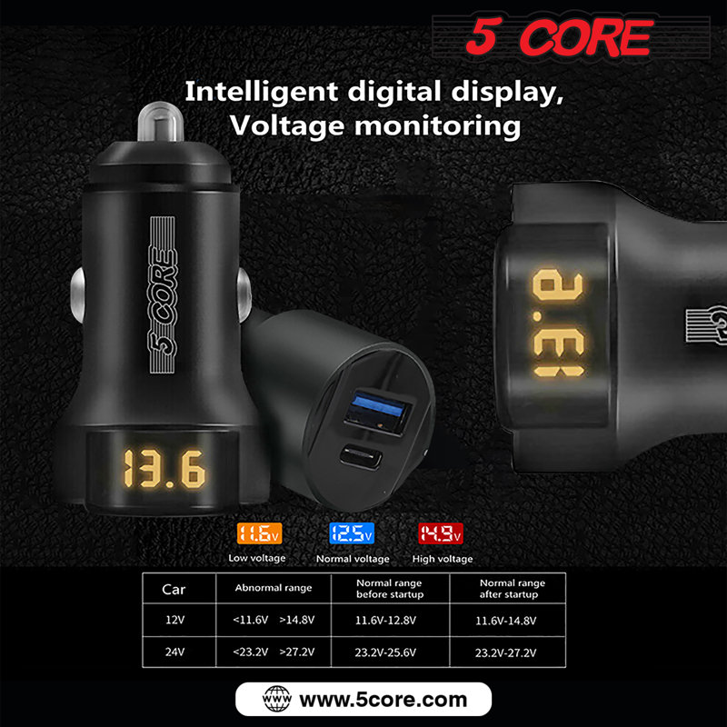 Chargeur de voiture 5 cœurs USB + adaptateur de charge rapide de type C avec chargement rapide de puce pour camion VUS