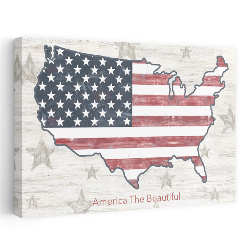 «America The Beautiful Map», art contemporain, H 16 po x l 24 po