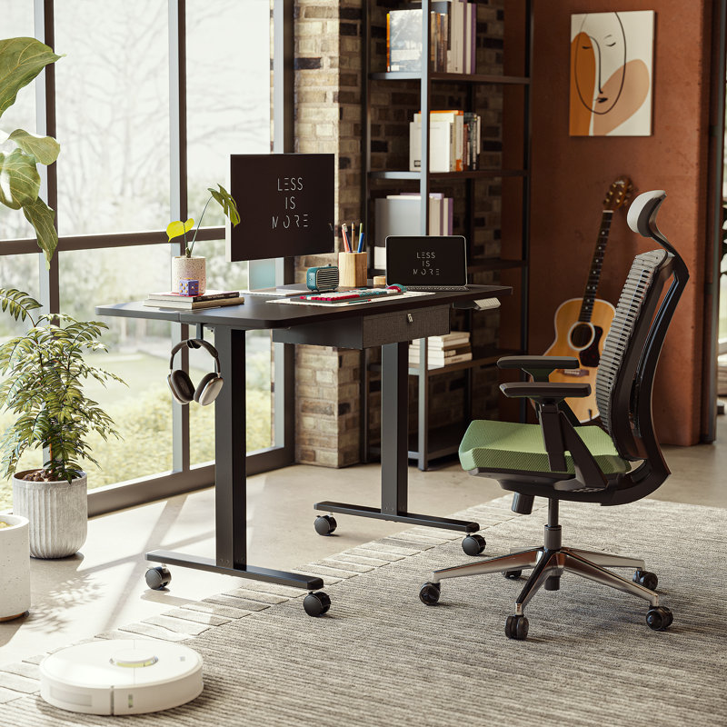 Bureau debout à hauteur ajustable, Noir, H 46 po x l 63 po x P 24 po