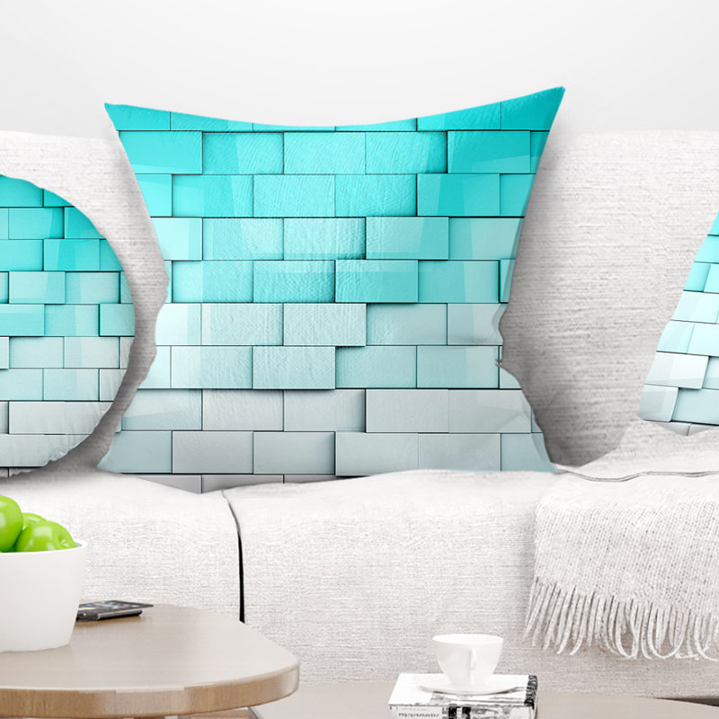 Coussin Blue Mosaic Cubes - Street Art, 18 po x 18 po, Carré