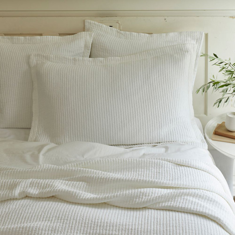 Hudson Stripe Cotton Blend No Sham Set, White, King