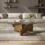 Modern Glass Coffee Table with Solid Wood Base Mid-Century Small Coffee Table for Living Room