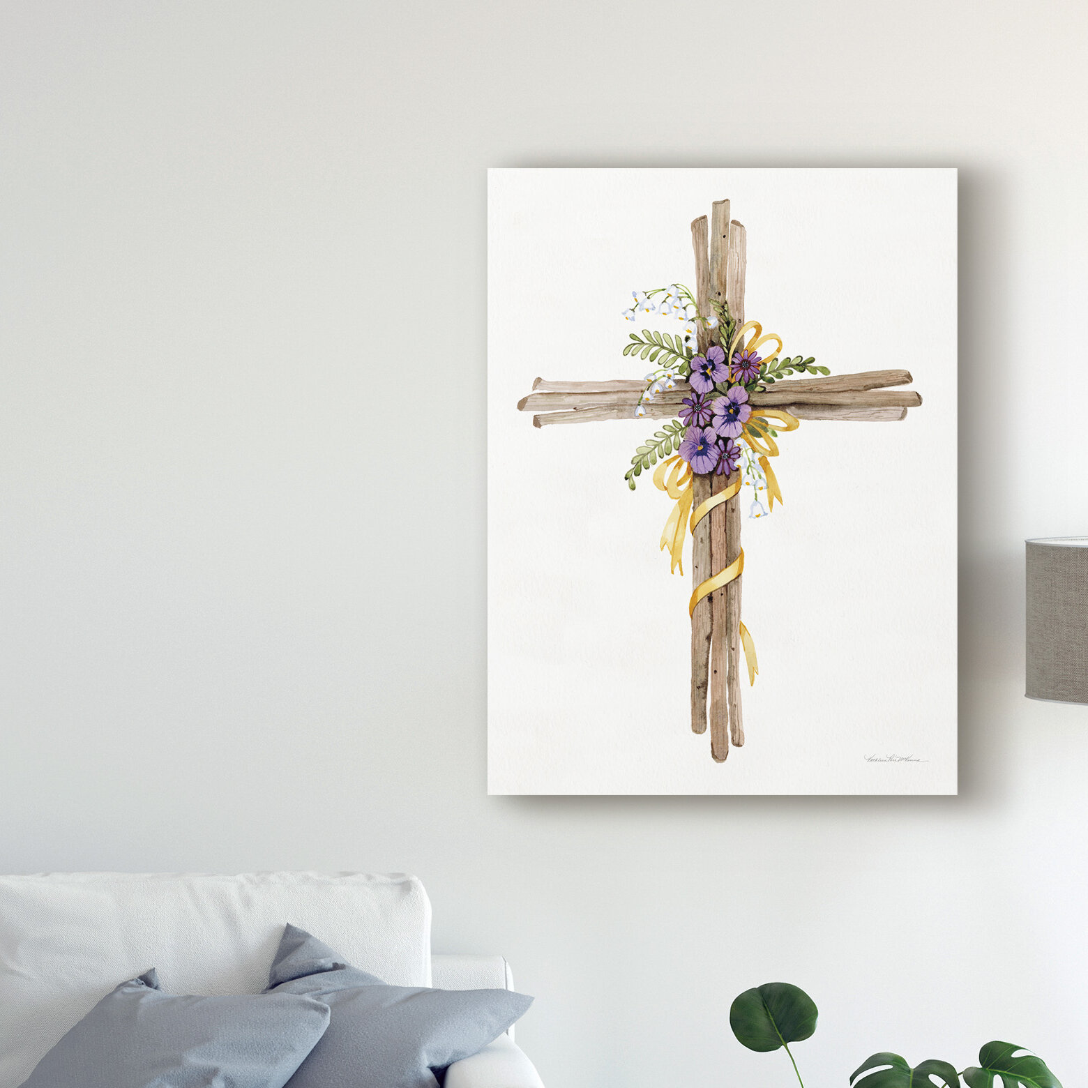 The Holiday Aisle Easter Blessing Cross I Watercolor Painting