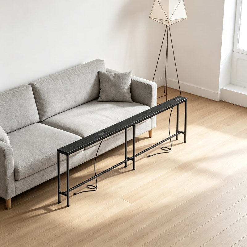 Extra-Long Narrow Console Table With Built-In Power Outlets And USB-C Ports, Sofa Table With Storage For Behind Couch, Entryway, And Small Spaces