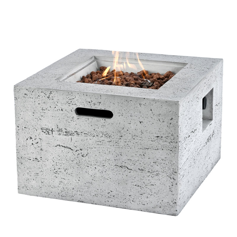 Outdoor Square Fire Pit With Steel Burner,Lightweight 24.02-Inch Propane Fire Pit Table With Adjustable Flame, 40,000 BTU, Lava Rocks, And Rain Cover For Patio,Backyard, And Poolside