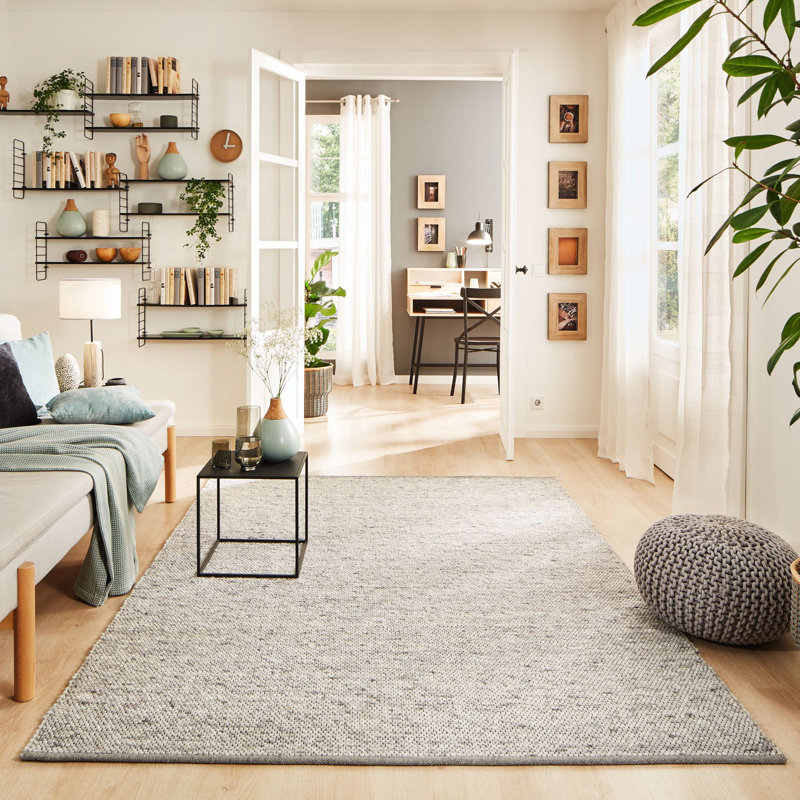 Arees Solid Colour Hand Woven Flatweave Area Rug, Rectangular 70 x 130cm