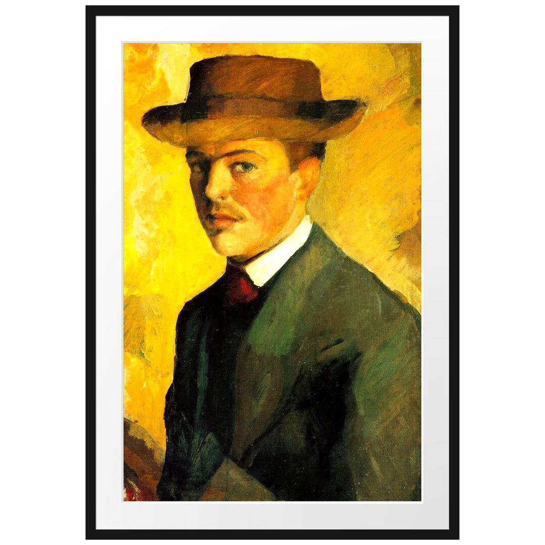 Gerahmter Kunstdruck Self Portrait with Hat von August Macke