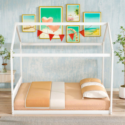 Queen Size Wooden House Bed With Headboard