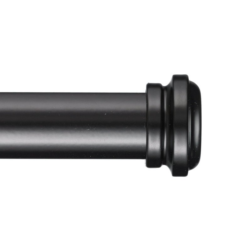 Empire Single Curtain Rod, 3" H x 120" W x 6" D, Black
