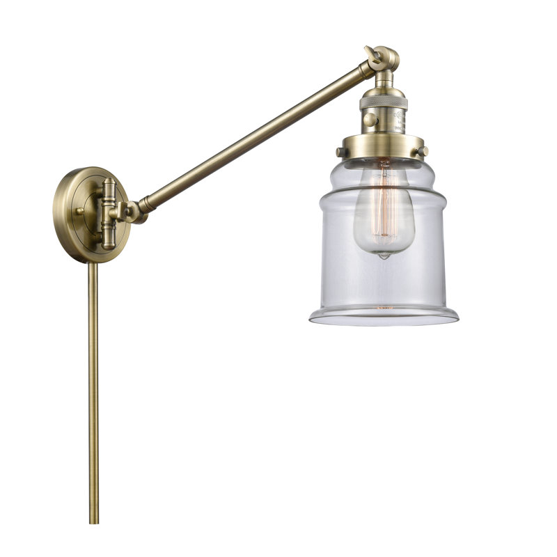 Galaviz Wall Sconce, Clear, 3.5 Watt Vintage LED Bulb, Antique Brass