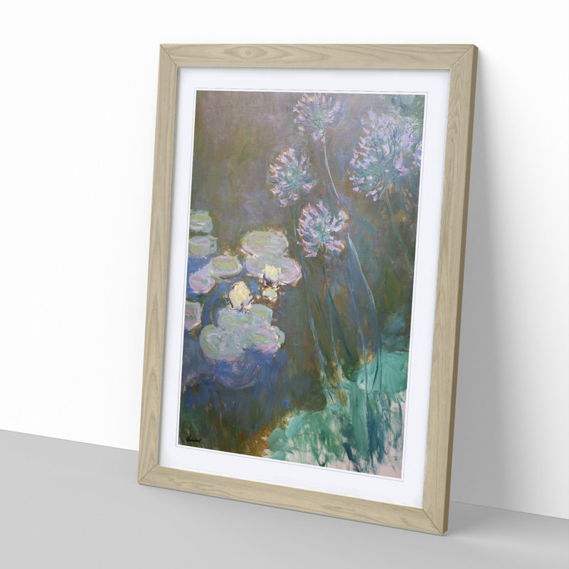 Water Lilies Lily Pond Vol.6 by Claude Monet - Picture Frame Painting, 65cm H x 48cm W x 2cm D, Oak