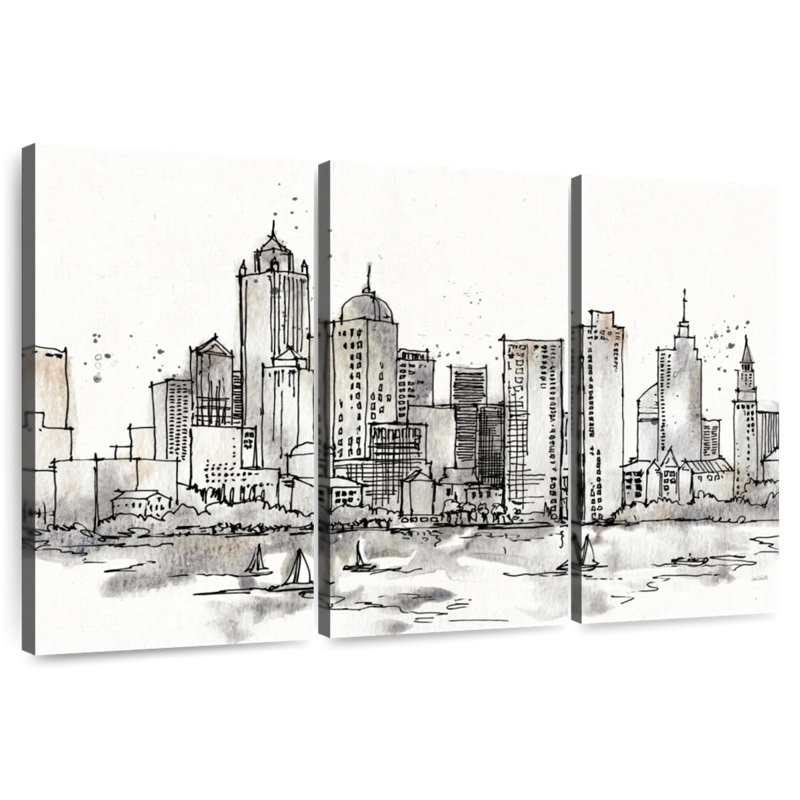 Sirci Skyline Sketches III sans mots - fleurs, H 32 po x l 50 po