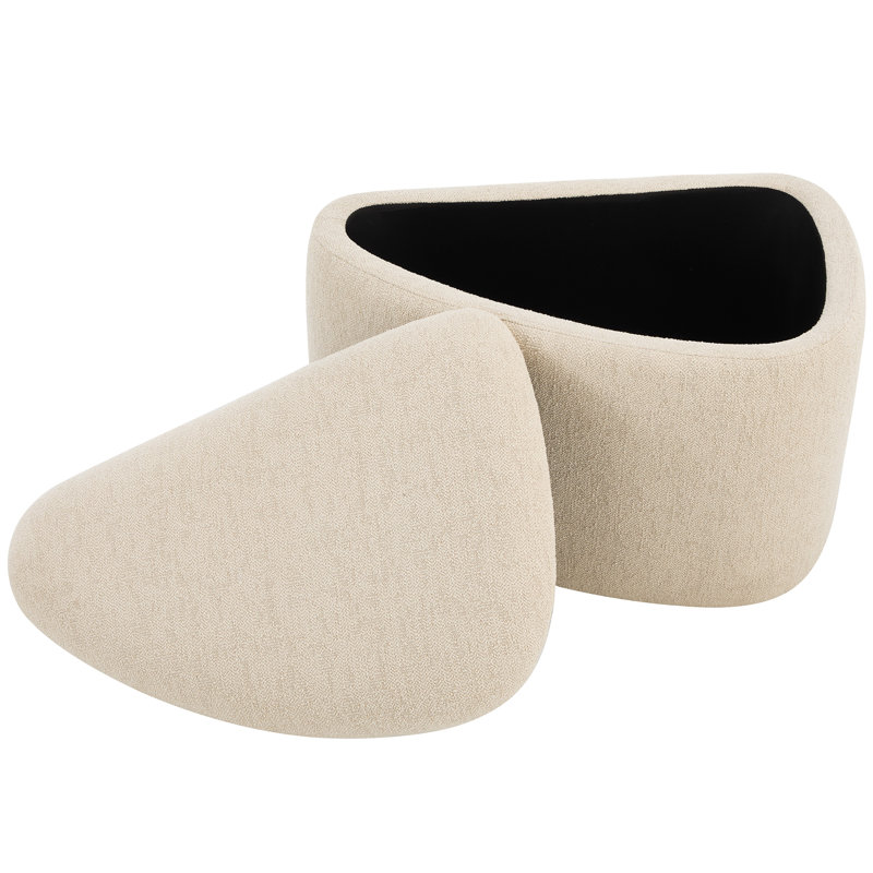 Repose-pieds de rangement triangulaire en forme de galet avec couvercle amovible et siège rembourré de 25,8 po Anease