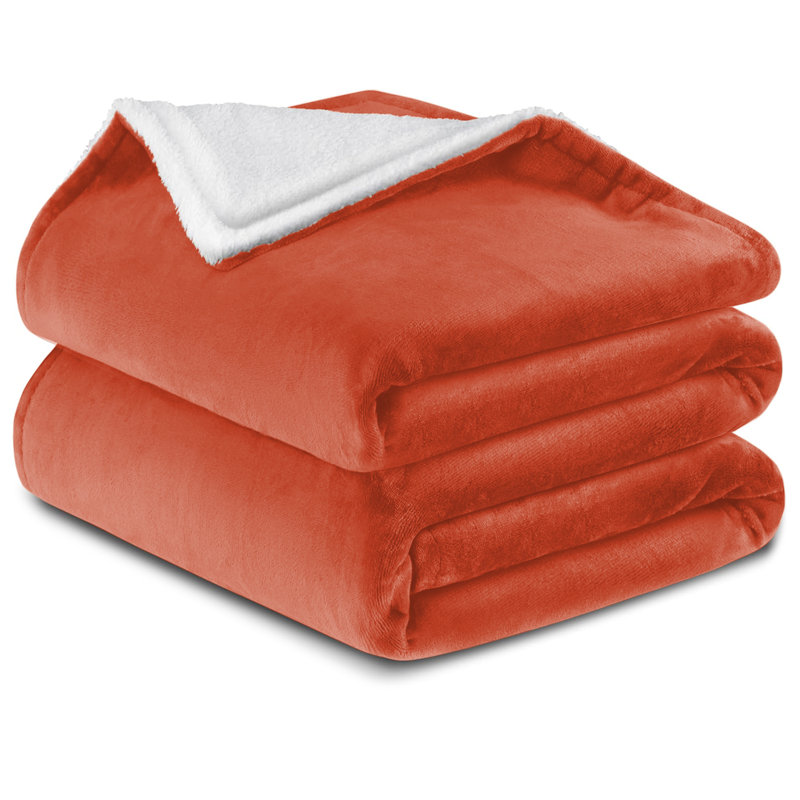 Haffa Reversible Sherpa Fleece Throw Blanket - Ultra-Soft, Warm & Cozy Comfort for All Seasons, 200cm x 150cm, Rust
