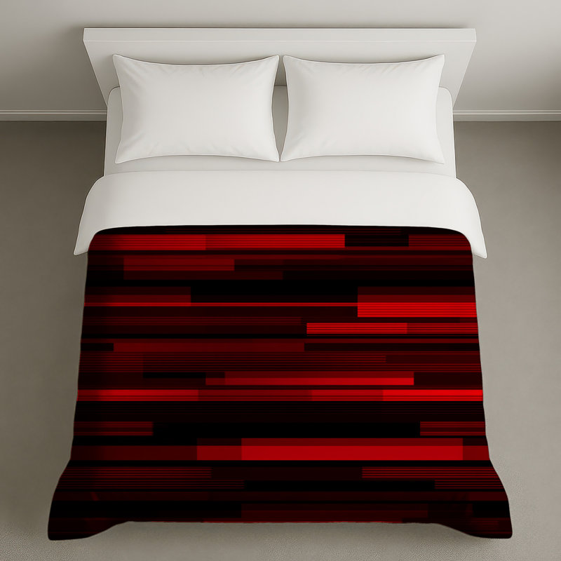 Housse de couette abstraite Red Stripes Bedding, Très grand lit