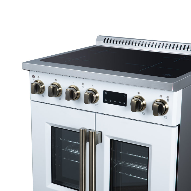 Forno Torino French Door 30 Inch Induction Range with Air Fryer, Air Sous Vide & True Convection, White