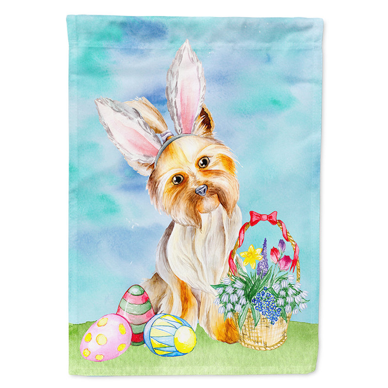 Polyester à 2 côtés 40 x 28 po. lapin de pâques drapeau maison, Yorkie