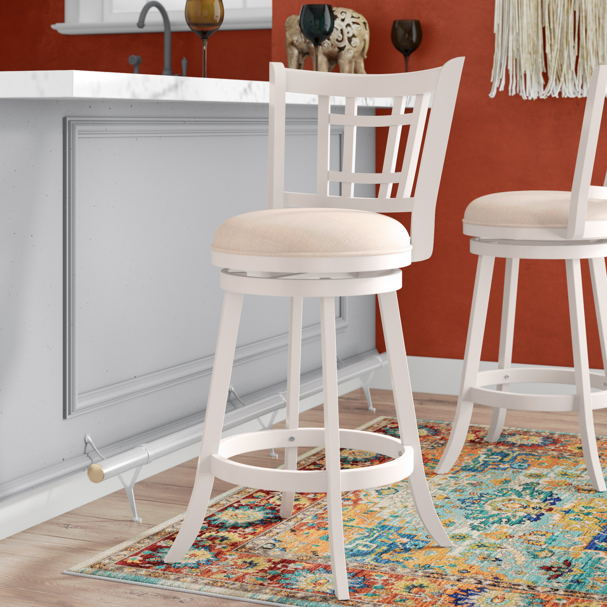 White wood best sale swivel bar stools