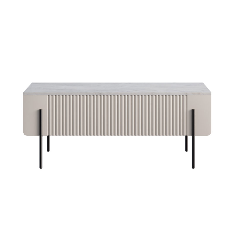 Otterburn Coffee Table with Storage, Cashmere/Black, White Marble