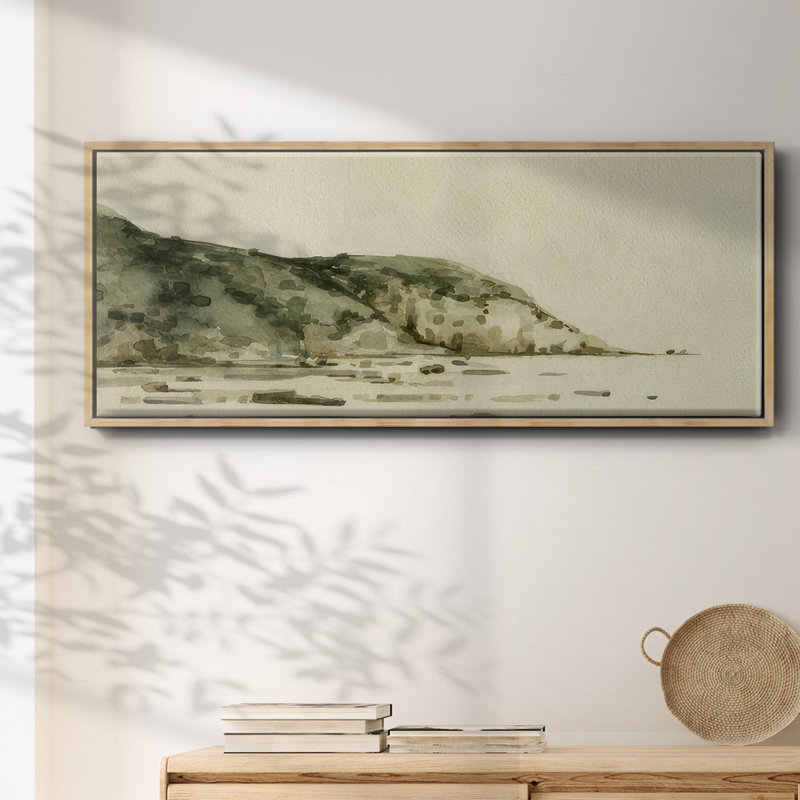 Distant  Shore I- Framed Canvas, 12" H x 30" W