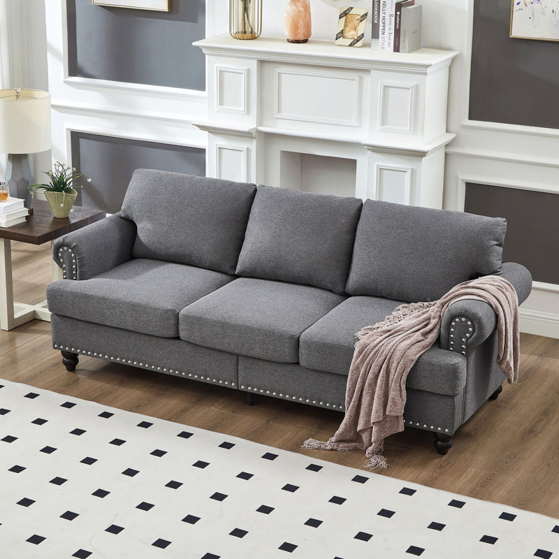 Canapé en tissu d'ameublement de 83 po, Grey Polyester