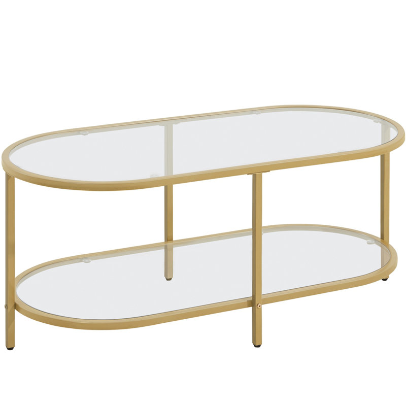 Glass Oval Coffee Table, Gold