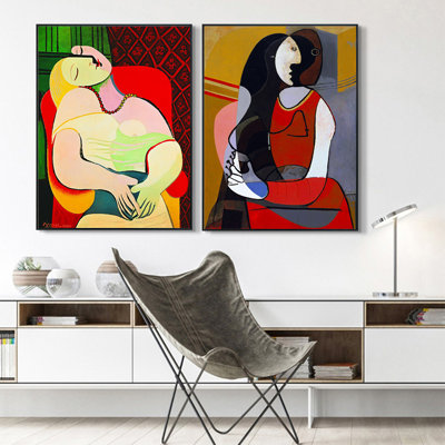 Ensemble de 2 toiles encadrées par Pablo Picasso Wall Art Series # 2 Living Office Home Decorations