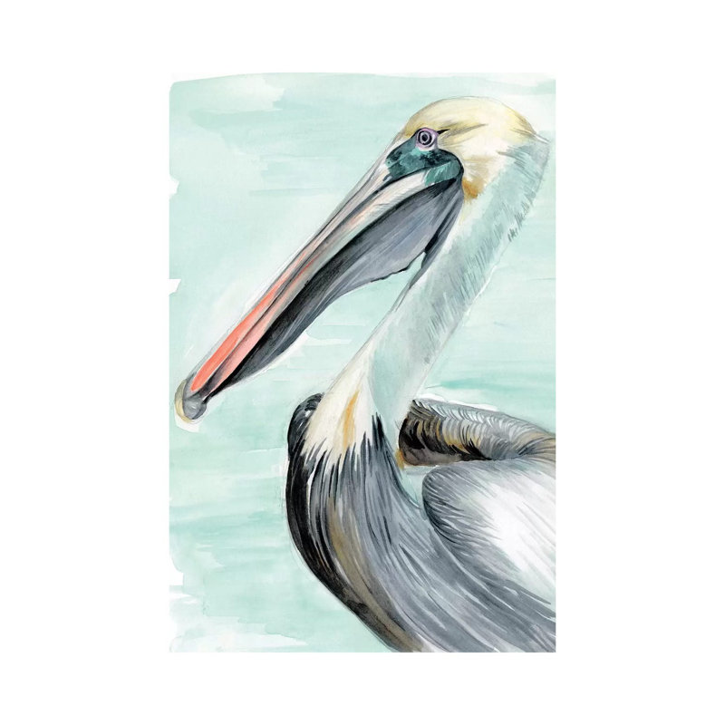 Turquoise Pelican II by Jennifer Paxton Parker - Wrapped Canvas Painting, 30.48 cm H x 45.72 cm W